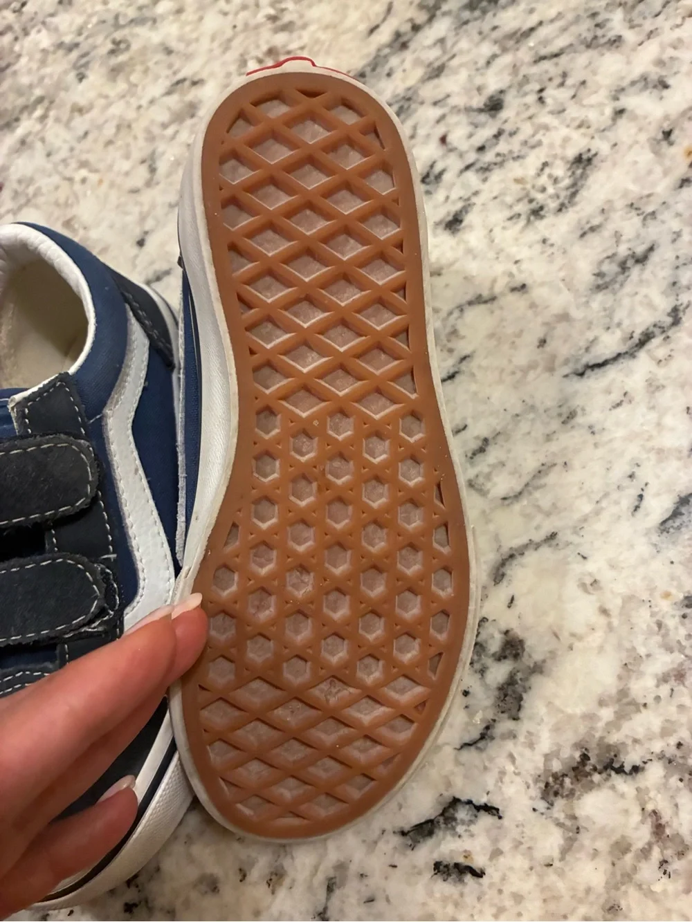 Vans Navy and White Kids Velcro Skate Shoes. 12